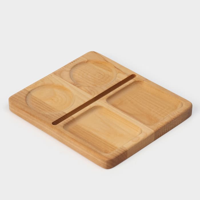 Менажница Adelica, 20×18×1.8 см, 4 ячейки, пропитано маслом, дерево берёза