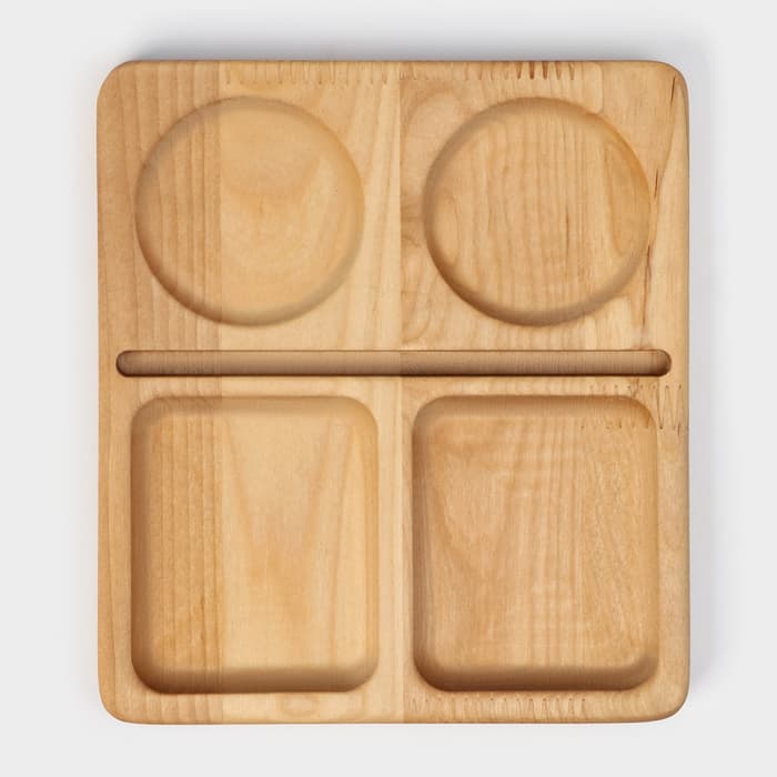 Менажница Adelica, 20×18×1.8 см, 4 ячейки, пропитано маслом, дерево берёза