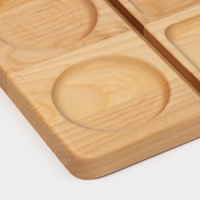 Менажница Adelica, 20×18×1.8 см, 4 ячейки, пропитано маслом, дерево берёза