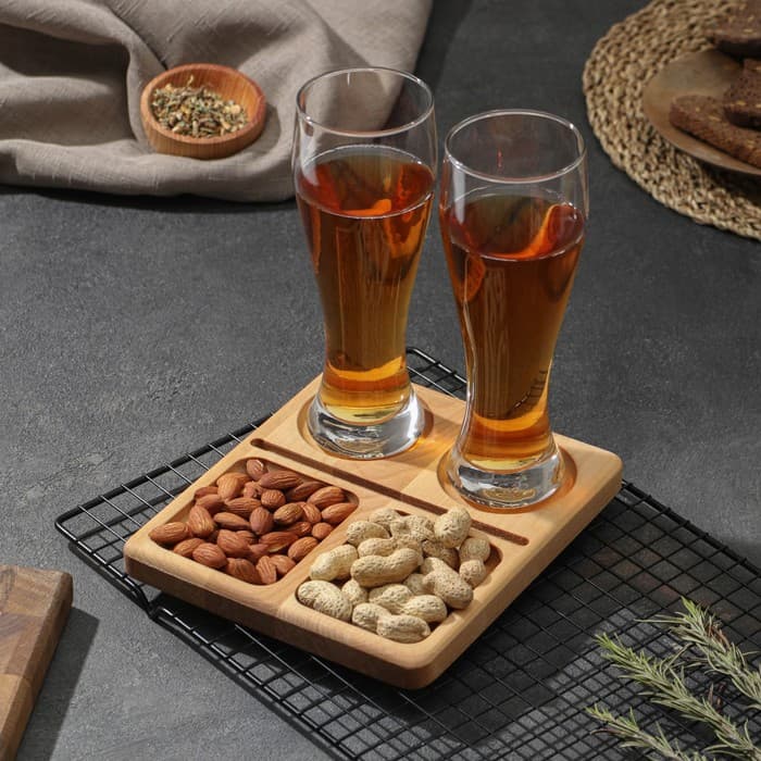 Менажница Adelica, 20×18×1.8 см, 4 ячейки, пропитано маслом, дерево берёза