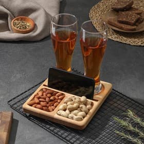 Менажница Adelica, 20×18×1.8 см, 4 ячейки, пропитано маслом, дерево берёза