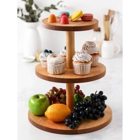 Подставка для пирожных и фруктов Adelica, d=32, d=26 см, d=20 см, высота 37 см, дерево массив берёзы, пропитано маслом