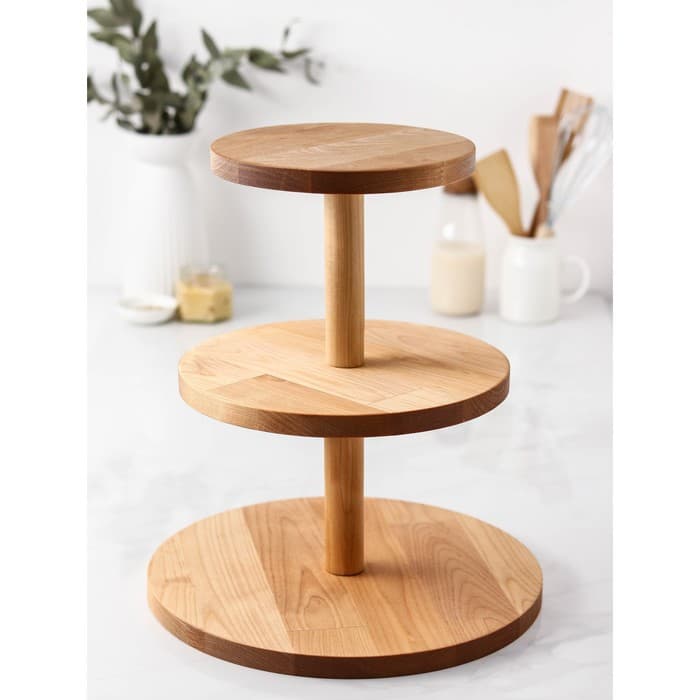 Подставка для пирожных и фруктов Adelica, d=32, d=26 см, d=20 см, высота 37 см, дерево массив берёзы, пропитано маслом