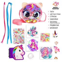 Переводные татуировки детские с прядями, стразами, в сумочке