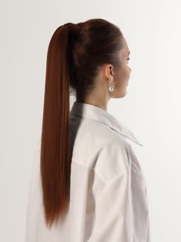 Хвост накладной, прямой волос, на резинке, 60 см, 100 г, каштановый(#SHT30A)