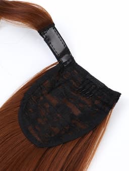 Хвост накладной, прямой волос, на резинке, 60 см, 100 г, каштановый(#SHT30A)