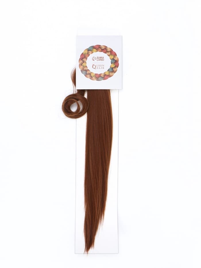 Хвост накладной, прямой волос, на резинке, 60 см, 100 г, каштановый(#SHT30A)