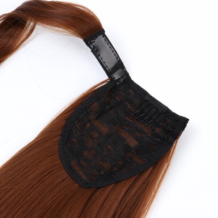 Хвост накладной, прямой волос, на резинке, 60 см, 100 г, каштановый(#SHT30A)