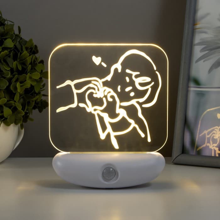 Ночник «Любовь» LED 3 Вт USB АКБ белый 12×14.5 см RISALUX