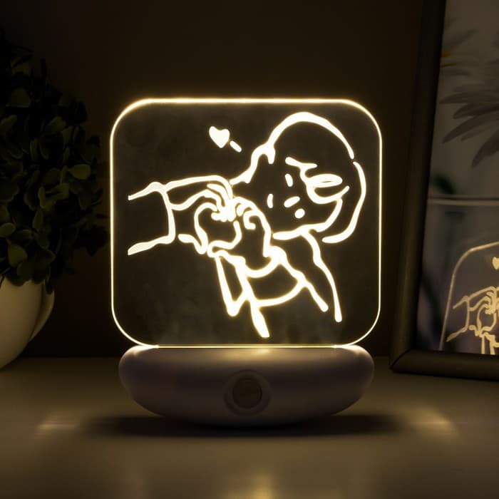 Ночник «Любовь» LED 3 Вт USB АКБ белый 12×14.5 см RISALUX