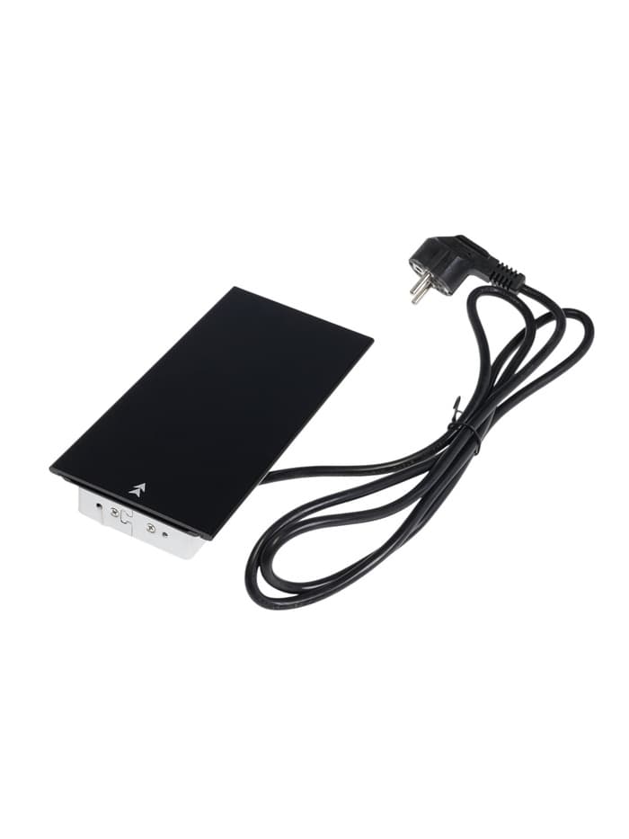 Блок розеточный в стол, сдвижная крышка, 10 А, 2 розетки, 2xUSB, 2A, провод 1.8 м, чёрный