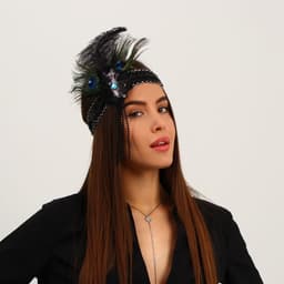Повязка на голову с пером карнавальная, чёрная