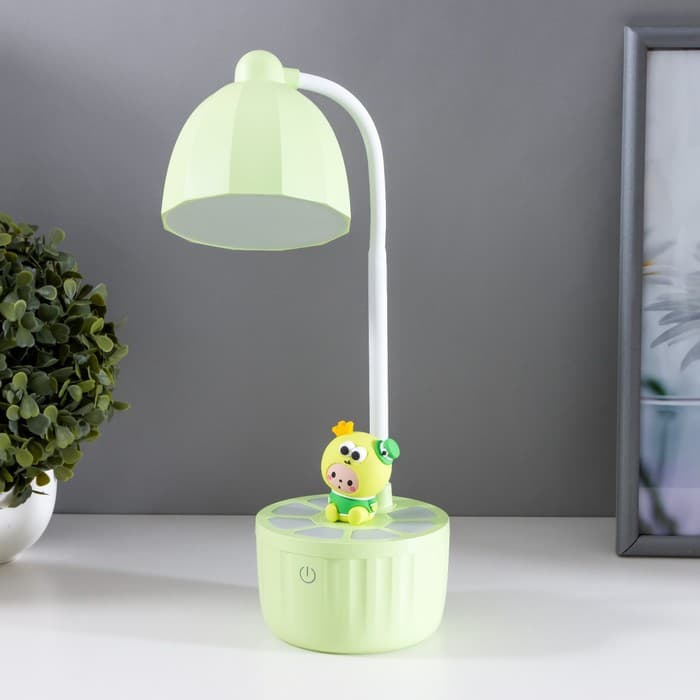 Лампа настольная «Мини лягушонок» LEd=3 режима 6.4 Вт USB салатовый 10×10×37.5 см RISALUX