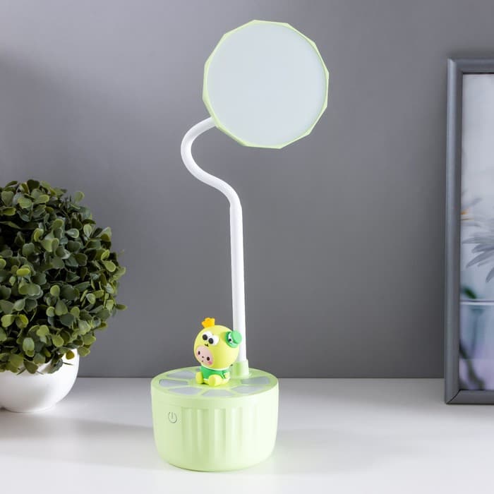 Лампа настольная «Мини лягушонок» LEd=3 режима 6.4 Вт USB салатовый 10×10×37.5 см RISALUX