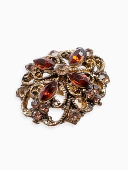 Брошь «Императрица», коричневая в чернёном золоте