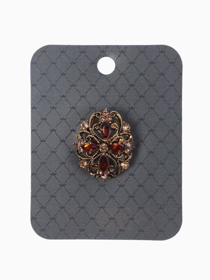 Брошь «Императрица», коричневая в чернёном золоте