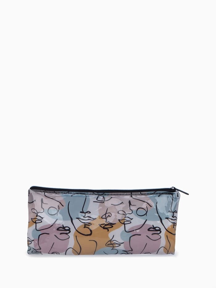 Косметичка-пенал на молнии, с рисунком, белая/разноцветная