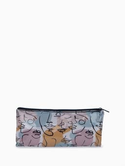 Косметичка-пенал на молнии, с рисунком, белая/разноцветная