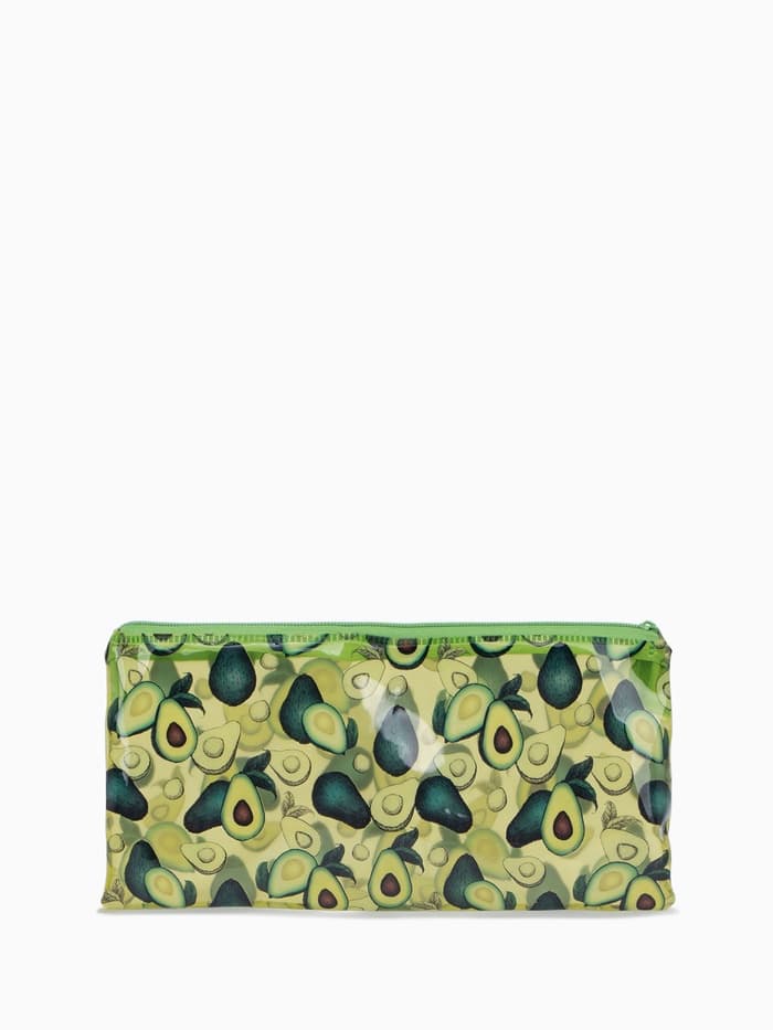 Косметичка-пенал на молнии, с рисунком, зелёная