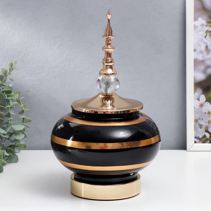Интерьерный декор на стол «Мираж», золото с чёрным, металл, стекло, 32×16.5×16.5 см