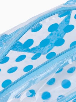 Косметичка-сумка на молнии для бассейна, с ручками, в горох, голубая