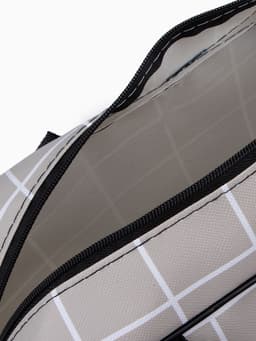 Косметичка-сумка на молнии, с ручками, с сеткой, большая, в клетку, бежевая