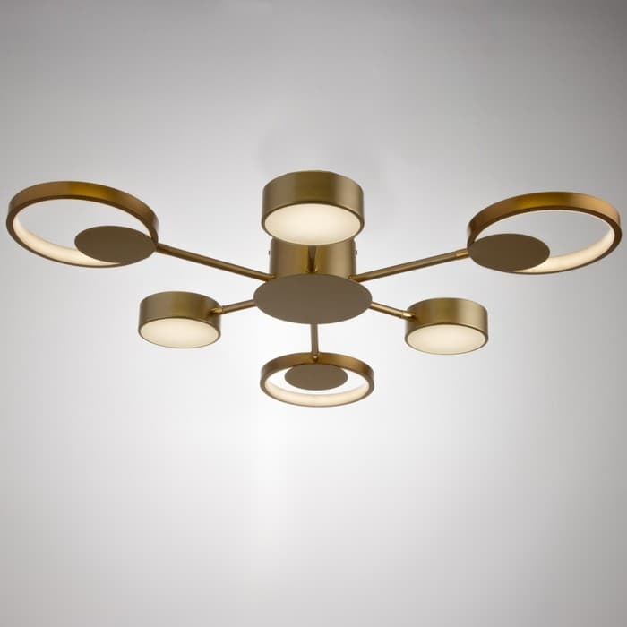 Люстра с ПДУ 2301/6GD LED 120 Вт 3000-6000К золото 75×75×8 см BayerLux