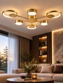 Люстра с пультом BayerLux 2301/6GD, светодиодная, 120 Вт, 3000-6000К, золотистая, 75×75×8 см