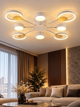 Люстра светодиодная с пультом BayerLux 2301/8WT, 160 Вт, 3 режима, белая, 93×93×8 см