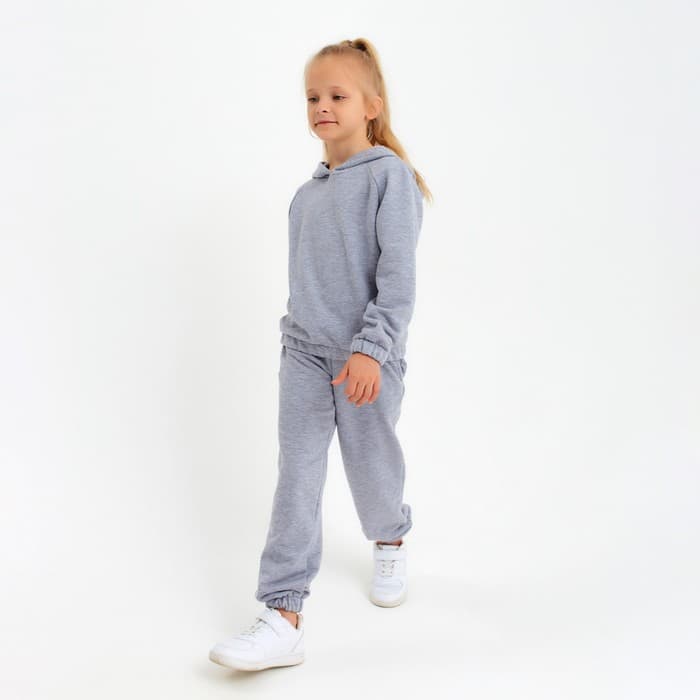 Костюм детский (худи, брюки) MINAKU, светло-серый меланж, рост 116 см