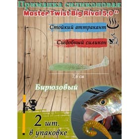 Приманка силиконовая Master Twist BIG RIVAL 5,0" цвет 026 (уп.2шт), бирюзовый