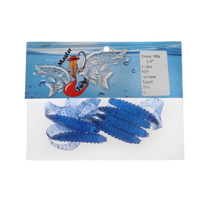 Приманка силиконовая Master Twist TWIST MIX 3,0"  цвет 039 (уп.6шт), светло-синий