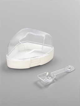 Ванночка для грызунов, 14×10.4 см, угловая, с лопаткой, пластик, белая