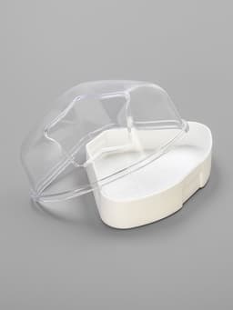 Ванночка для грызунов, 14×10.4 см, угловая, с лопаткой, пластик, белая