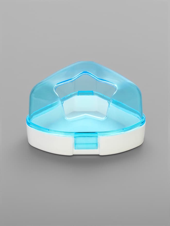 Ванночка для грызунов, 14×10.4 см, угловая, с лопаткой, пластик, голубая