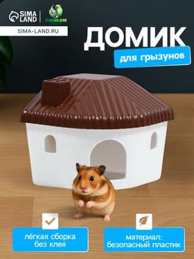 Домик для грызунов, 11.4×10.7×10.7 см, угловой, пластик, коричневый
