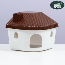 Домик для грызунов, 11.4×10.7×10.7 см, угловой, пластик, коричневый