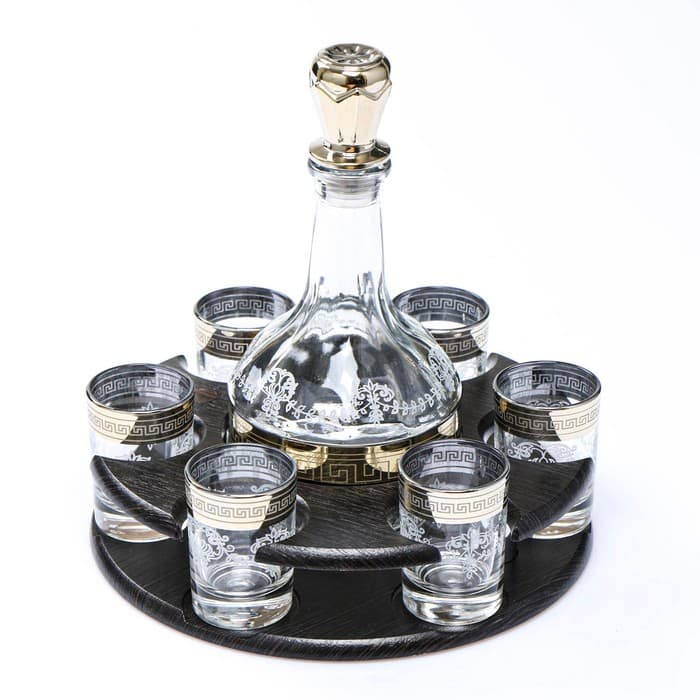 Мини-бар «Барокко», барная стойка, графин, 6 стопок, стекло