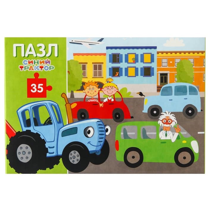 Пазл «В городе», 35 элементов, Синий трактор