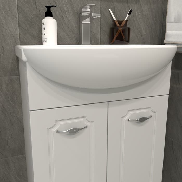 Тумба напольная «Пинта 60», с раковиной «Грация», цвет белый