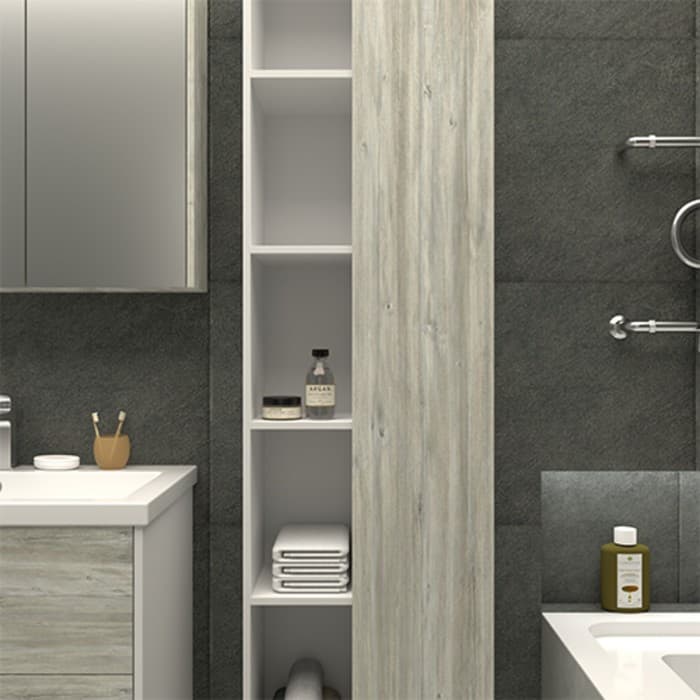 Шкаф - пенал для ванной комнаты «Джерси 450», 450×265×1600 мм, цвет пальмира/белый