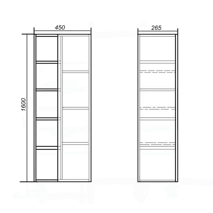 Шкаф - пенал для ванной комнаты «Джерси 450», 450×265×1600 мм, цвет пальмира/белый