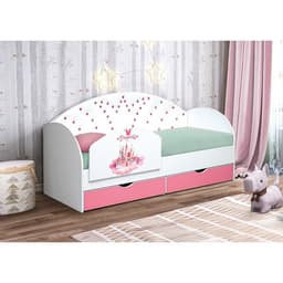 Бортик для кровати «Корона №4», с фотопечатью, 790×440 мм, цвет белый/розовый