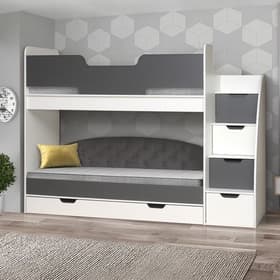 Кровать детская двухъярусная «Юниор 13», 800×1900 мм, цвет белый/графит