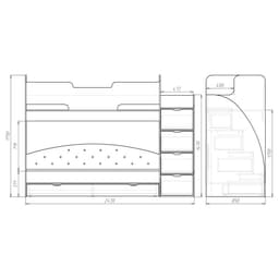 Кровать детская двухъярусная «Юниор 13», 800×1900 мм, цвет белый/графит