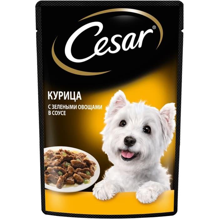 Влажный корм Cesar для собак, курица/зеленые овощами, пауч, 85 г