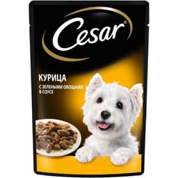 Влажный корм Cesar для собак, курица/зеленые овощами, пауч, 85 г