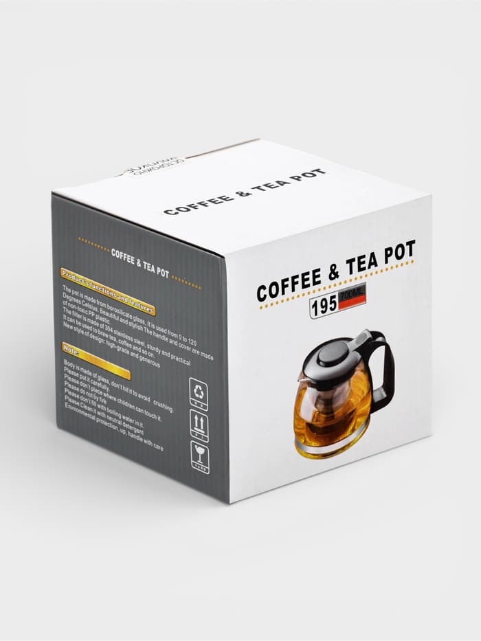 Заварочный чайник Доляна «Иллюзия», 700 мл, с металлическим ситом, стекло, чёрный