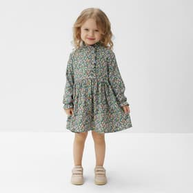 Платье на пуговицах для девочки MINAKU: Cotton collection, зелёное, рост 134-140 см
