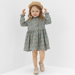 Платье на пуговицах для девочки MINAKU: Cotton collection, зелёное, рост 134-140 см